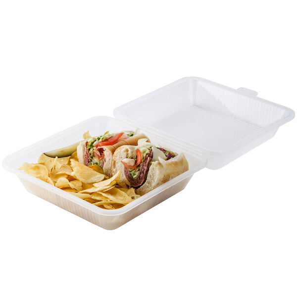 GET EC-10 9" x 9" x 3 1/2" Clear Customizable Reusable Eco-Takeouts Container - 12/Case