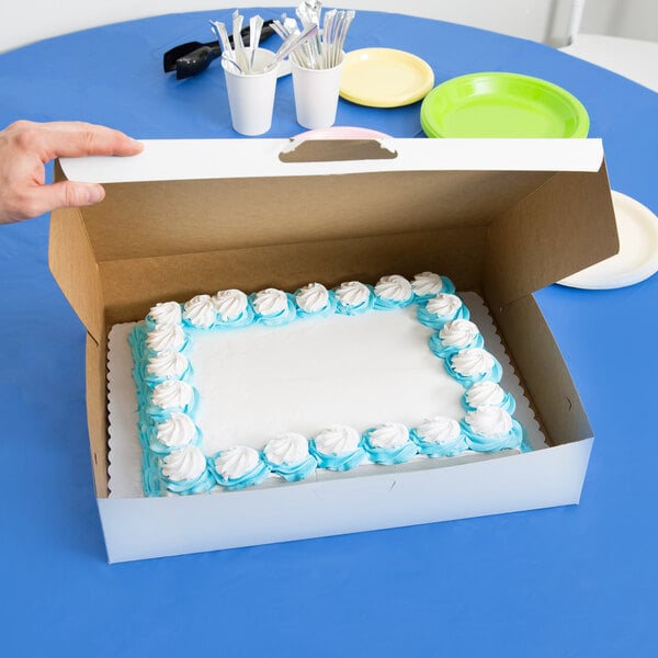 19" x 14" x 4" White Half Sheet Cake / Bakery Box - 50/Bundle