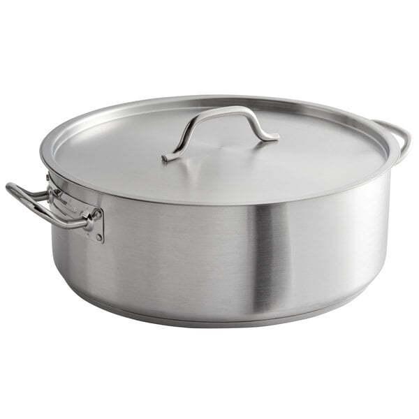 Vigor SS1 Series 24 Qt. Heavy-Duty Stainless Steel Aluminum-Clad Stock Pot  with Cover