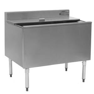 A stainless steel Eagle Group underbar ice chest with a sealed-in cold plate and deep bin.