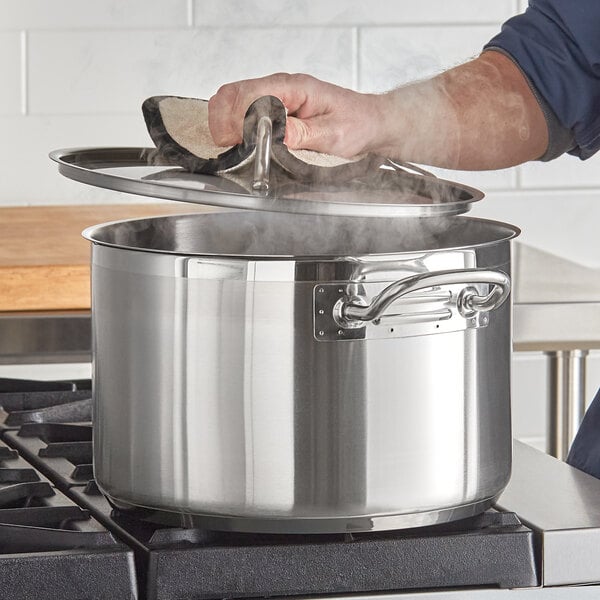 Vigor SS1 Series 16 Qt. Stainless Steel Aluminum-Clad Sauce Pot with Cover