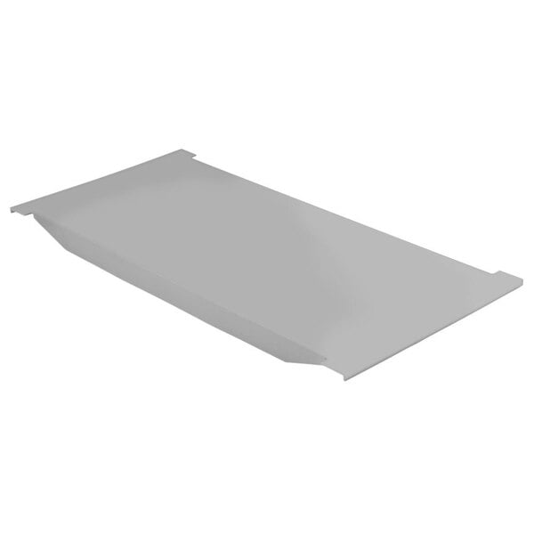 A white rectangular plastic shelf plate.