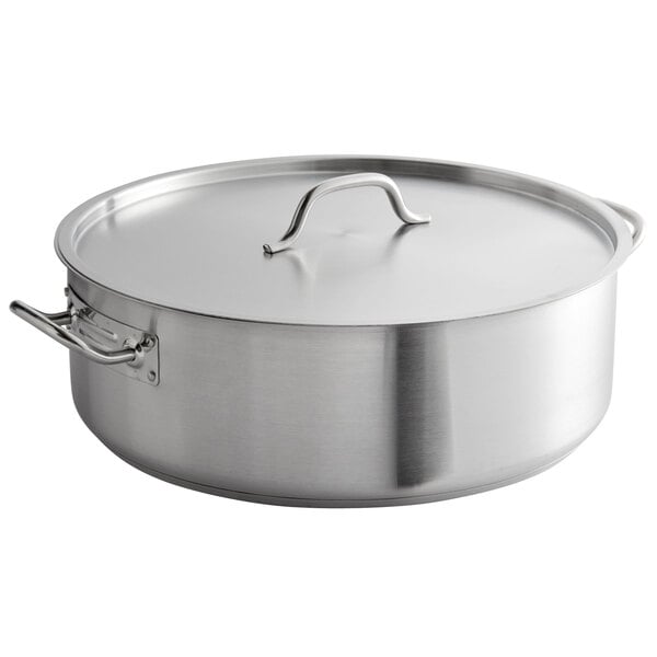 Vigor SS1 Series 60 Qt. Heavy-Duty Stainless Steel Aluminum-Clad Stock Pot  with Cover