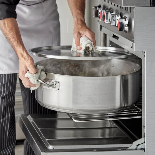 Vigor SS1 Series 24 Qt. Heavy-Duty Stainless Steel Aluminum-Clad Stock Pot  with Cover