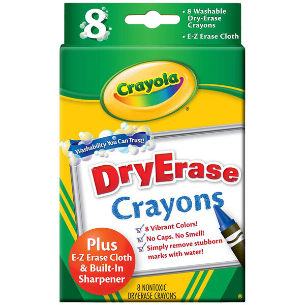 A box of 8 Crayola Washable Dry Erase Crayons.