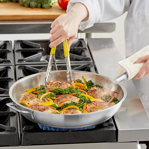 Vigor SS1 Series 14 Stainless Steel Fry Pan with Aluminum-Clad