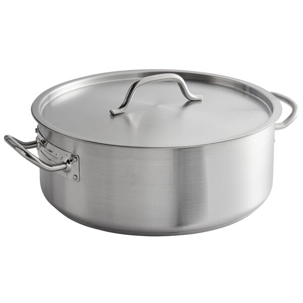 Vigor SS1 Series 15 Qt. Stainless Steel Aluminum-Clad Heavy-Duty Brazier  with Cover