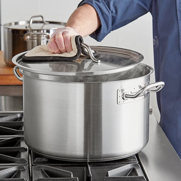 Vigor SS1 Series 8 Qt. Heavy-Duty Stainless Steel Aluminum-Clad Stock Pot  with Cover