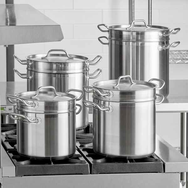Vigor SS1 Series 12 Qt. Stainless Steel AluminumClad Double Boiler Set