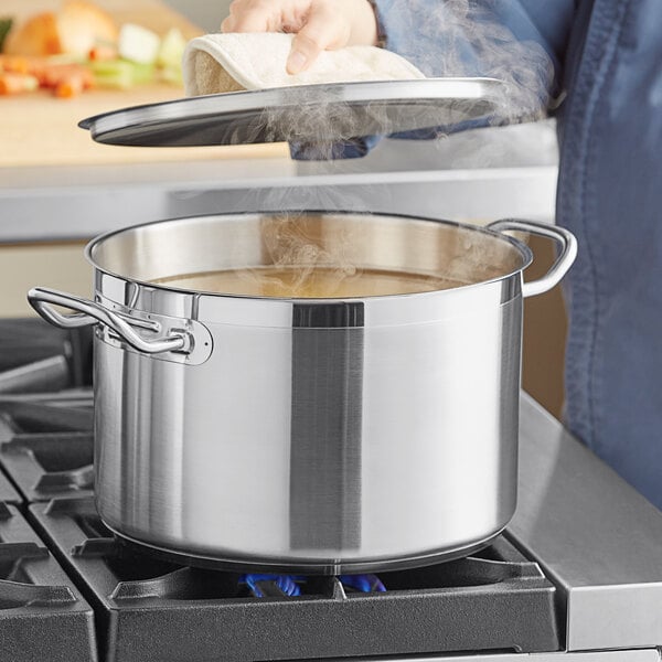 Vigor 12 Qt. Heavy-Duty Stainless Steel Aluminum-Clad Stock Pot with Cover