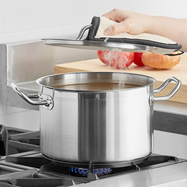 Vigor 8 Qt. Heavy-Duty Stainless Steel Aluminum-Clad Stock Pot with Cover