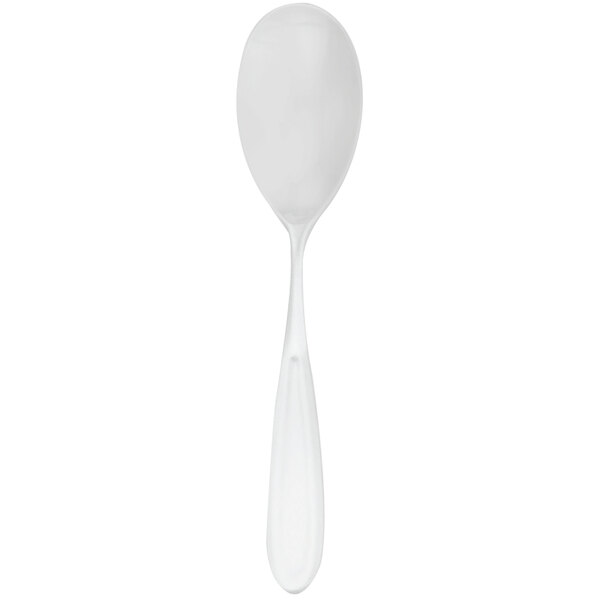 A Walco stainless steel teaspoon with a white handle and a black band.