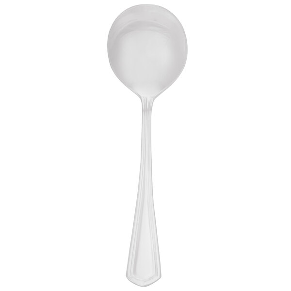 A Walco Classic silver plated bouillon spoon with a white background.