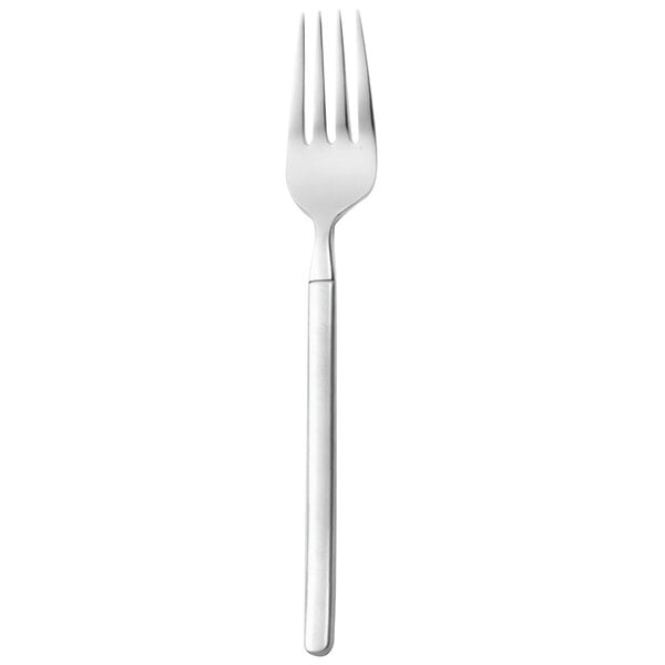 A Walco stainless steel dinner fork with a black handle.