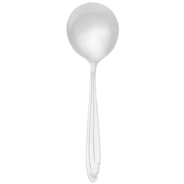 A Walco stainless steel bouillon spoon with a long handle and a spoon on top.