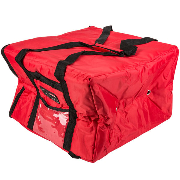 Rubbermaid FG9F3900RED ProServe Large Red Insulated Nylon Delivery Pizza Bag - 19 3/4" x 19 3/4" x 13"
