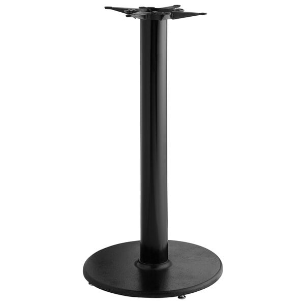 A Lancaster Table & Seating black cast iron round bar height table base.