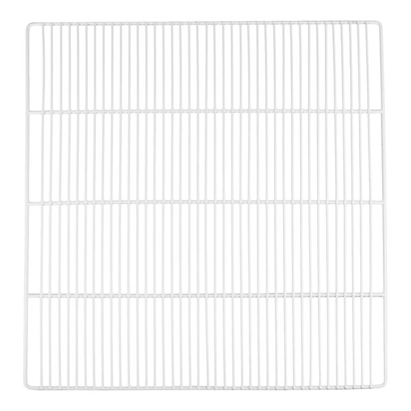 A coated wire bottom shelf measuring 25 1/2 inches by 24 3/4 inches.