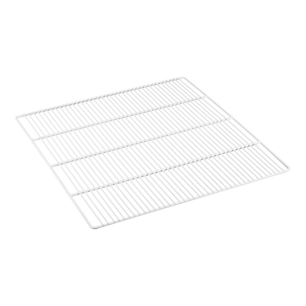 A coated wire bottom shelf measuring 25 1/2 inches by 24 3/4 inches.