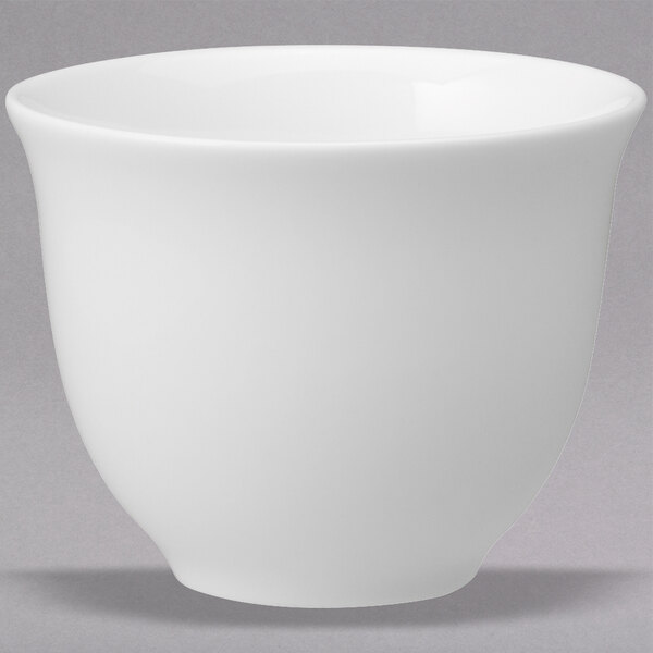 A Villeroy & Boch white bone porcelain cup with a white rim.
