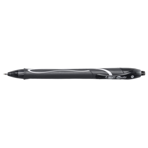 BIC Gelocity Quick Dry Gel Ink Pens 0.7mm – Box Of 12, Black Ink, Retractable
