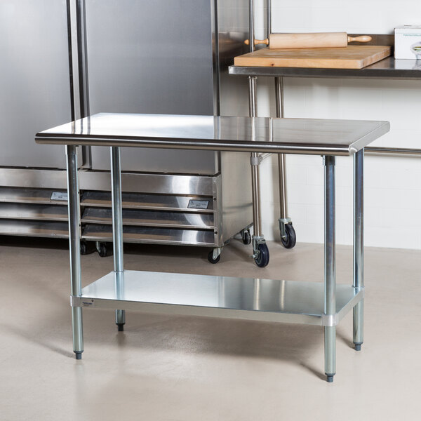 Advance Tabco GLG-304 30" x 48" 14 Gauge Stainless Steel Work Table with Galvanized Undershelf