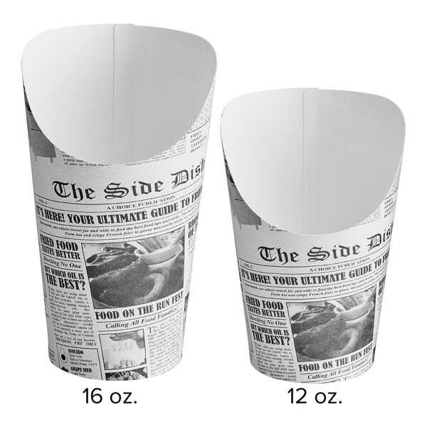 Choice Medium 12 oz. Paper Scoop Cup with Newsprint Design - 1000/Case