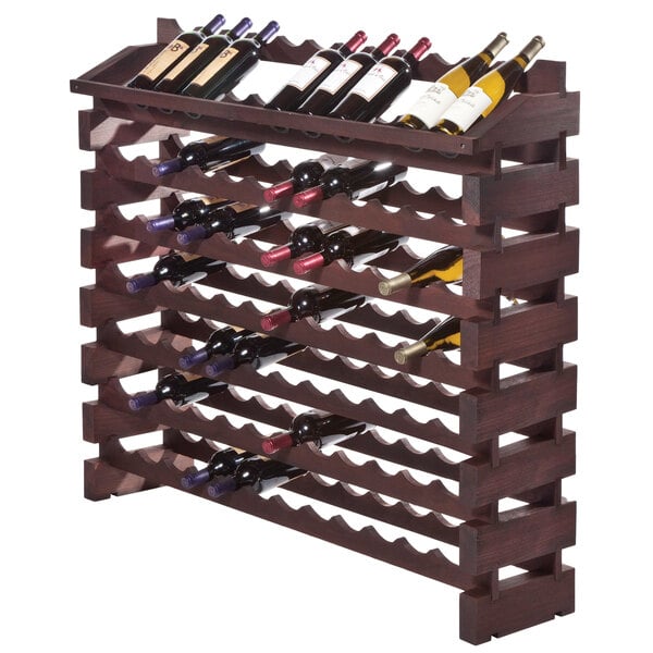 A Franmara wooden wine rack filled with wine bottles.