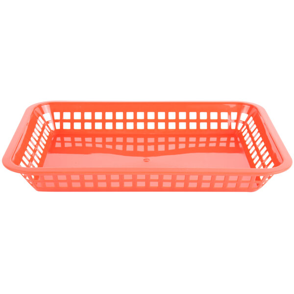 Choice 12" x 8 1/2" x 1 1/2" Red Rectangular Plastic Fast Food Basket