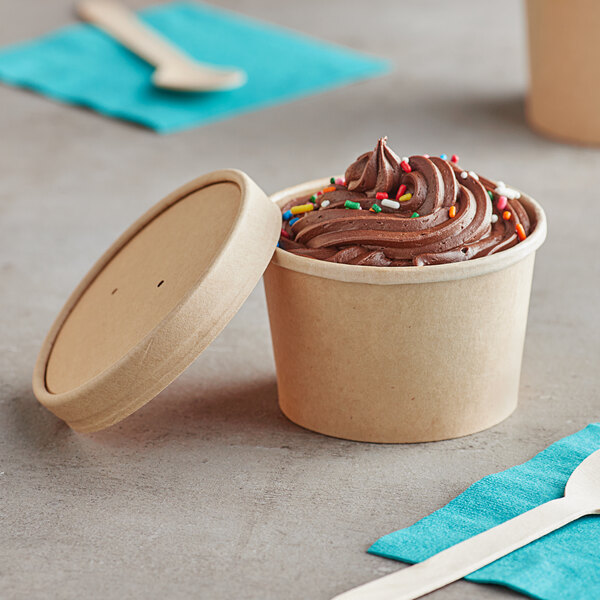 8 Oz. Disposable Kraft Paper Soup Containers With Vented LIDS Half-pint Ice  Cream, Frozen Yogurt Cups, Microwavable, Take Out Containers 