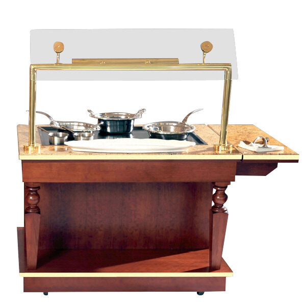 A Bon Chef holding and warming cart on a buffet with pans.