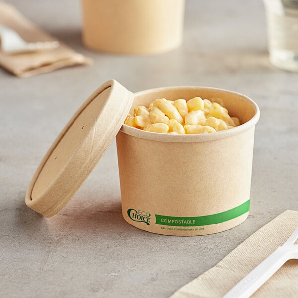 EcoChoice 12 oz. Kraft Paper Food Cup with Vented Lid - 250/Case