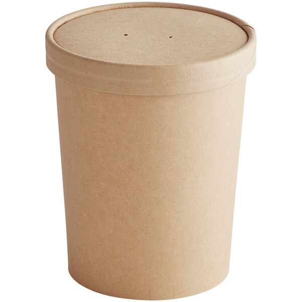 EcoChoice 32 oz. Kraft Paper Food Cup with Vented Lid - 250/Case