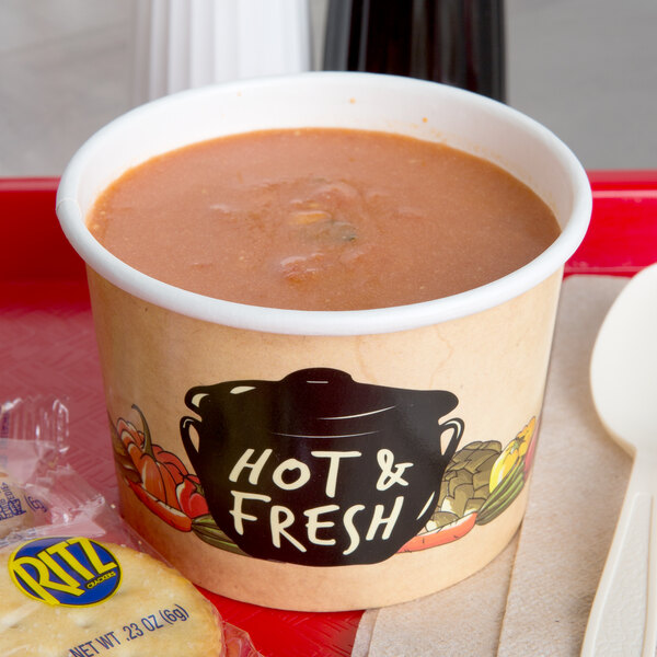 Choice 12 oz. Medley Double Poly-Coated Paper Soup / Hot Food Cup ...
