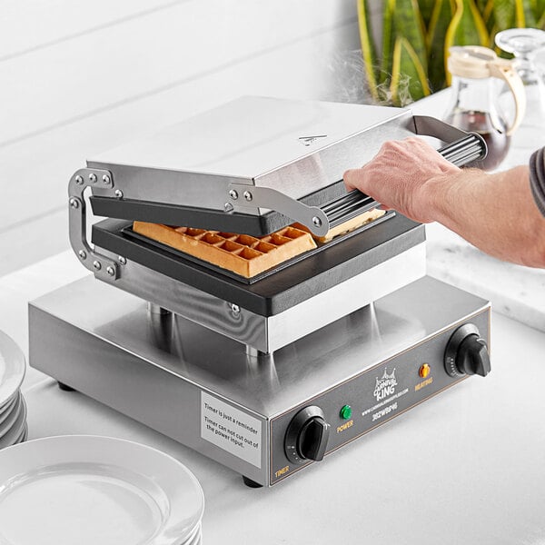 Carnival King WBS46 Brussels Style Waffle Maker with Timer - 120V