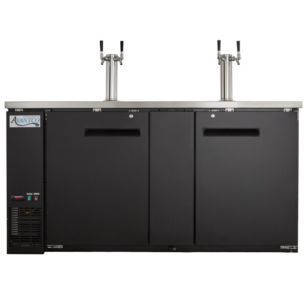 Avantco UDD3HC Black Kegerator / Beer Dispenser with (2) 2 Tap Towers