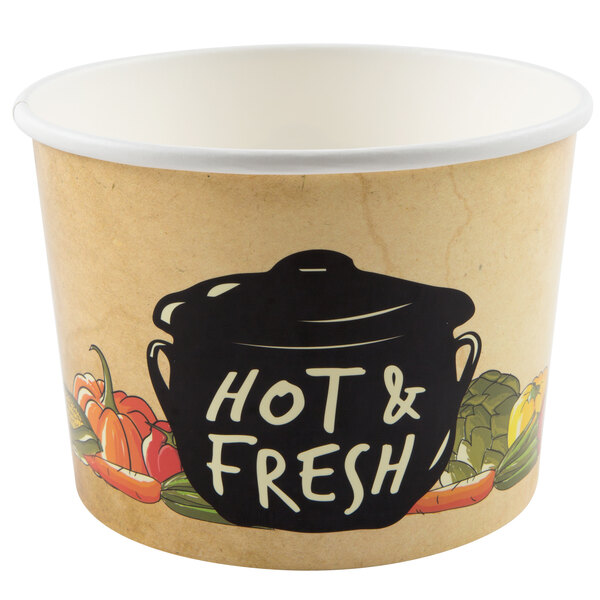 Choice 64 oz. Medley Double PolyCoated Paper Soup / Hot Food Cup 25/Pack