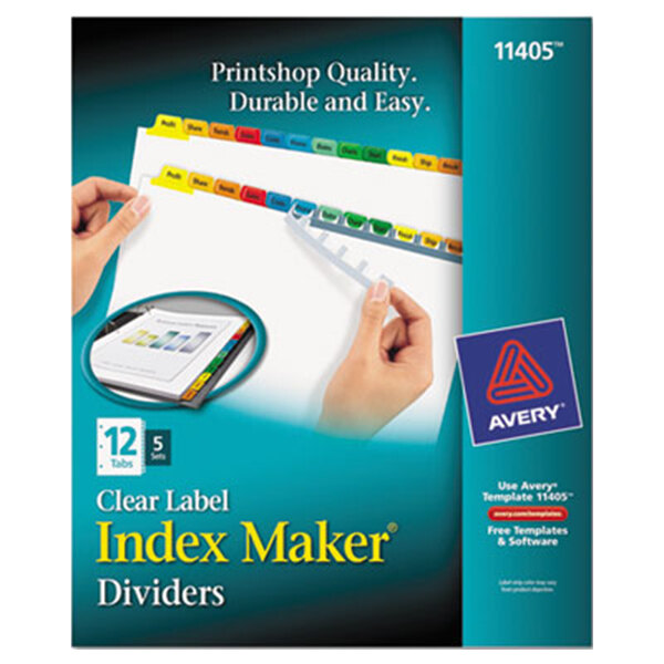 Avery® 11405 Index Maker 12-Tab Multi-Color Divider Set with Clear Label Strip - 5/Pack