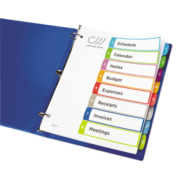 Avery® 11841 Ready Index 8Tab MultiColor Customizable Table of