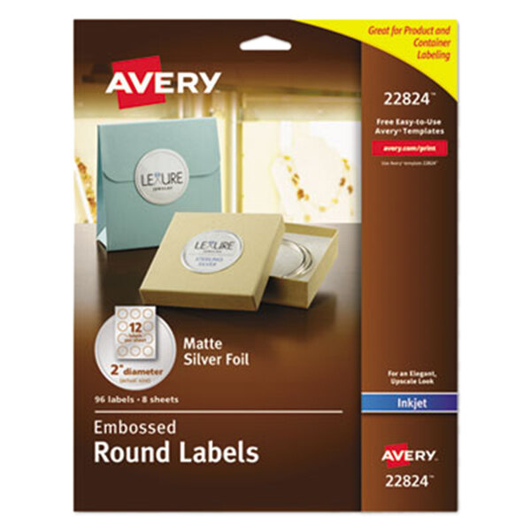 Avery® 22824 Easy Peel 2" Silver Embossed Matte Round Foil Labels - 96/Pack