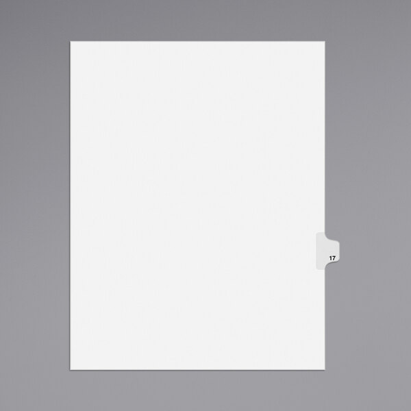 A white rectangular file tab with black number 17 on it.
