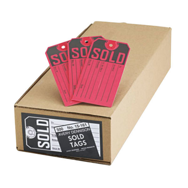 Avery® 15161 4 3/4" x 2 3/8" Red and Black Paper Sold Tag - 500/Box