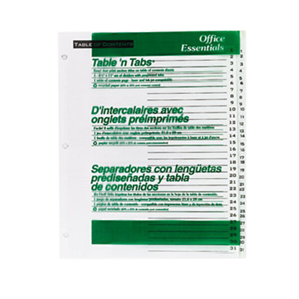 Avery® Office Essentials 11680 Table 'n Tabs White 31-Tab Dividers