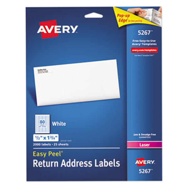 Avery® 5267 Easy Peel 1/2" x 1 3/4" Printable Return Address Labels - 2000/Pack