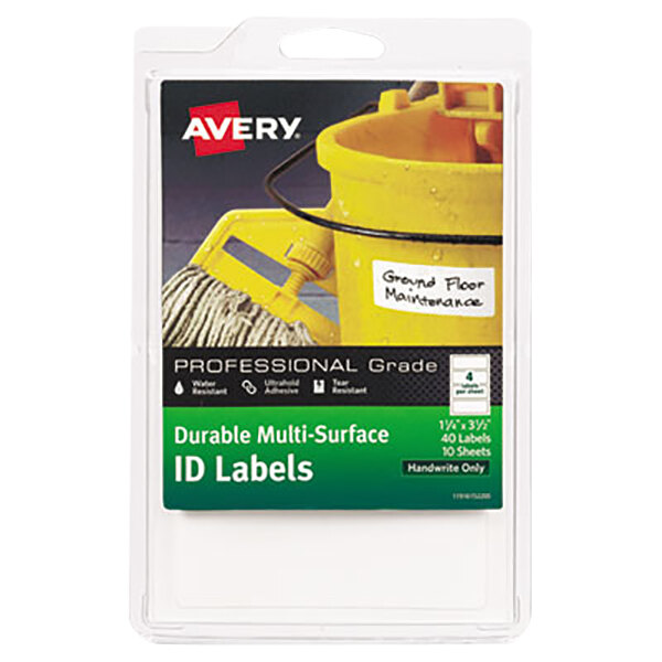 Avery® 61522 1 1/4" x 3 1/2" White Multi-Surface ID Labels - 40/Pack