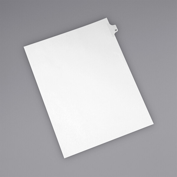 A white Avery file folder tab divider on a white sheet of paper.