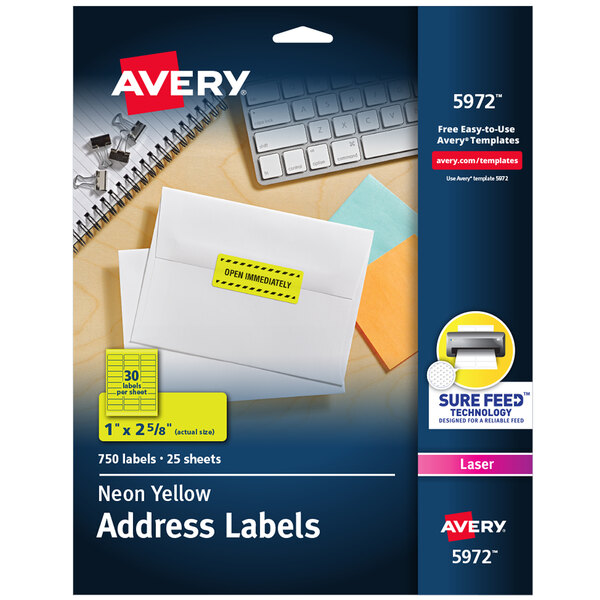 Avery® 1" x 2 5/8" High-Visibility Neon Yellow ID Labels - 750/Pack