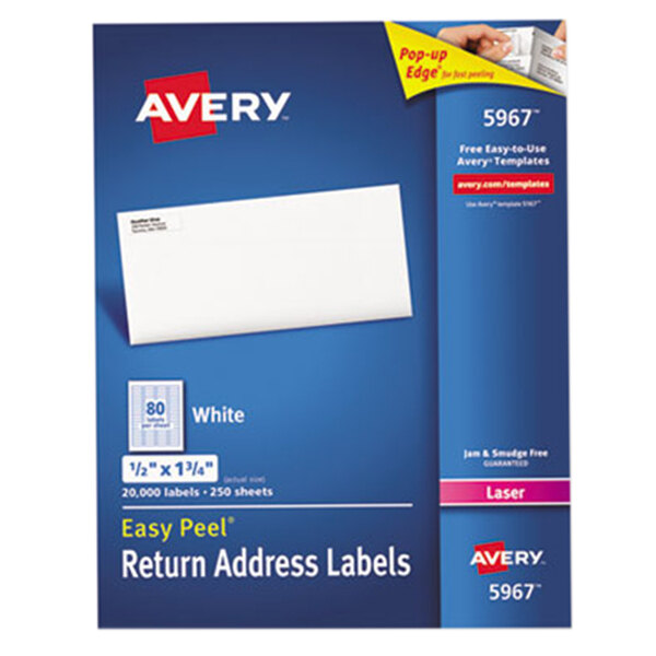 Avery® 5967 1/2" x 1 3/4" White Return Address Labels - 20000/Box