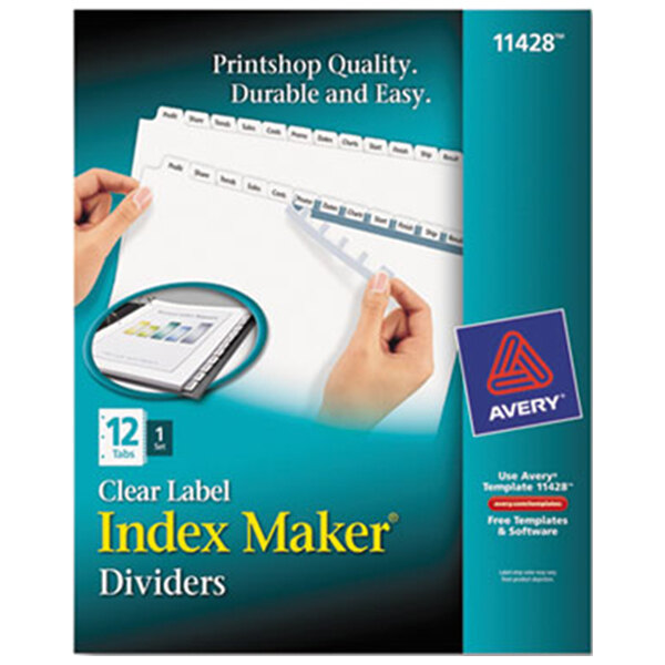 Avery® 11428 Index Maker 12-Tab White Divider Set with Clear Label Strip