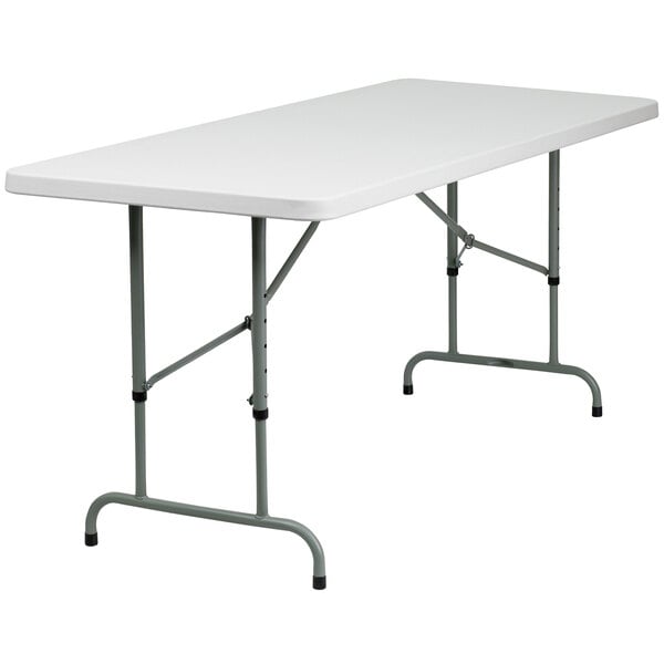 Flash Furniture RB-3072ADJ-GG 30" x 72" Granite White Height Adjustable Plastic Folding Table